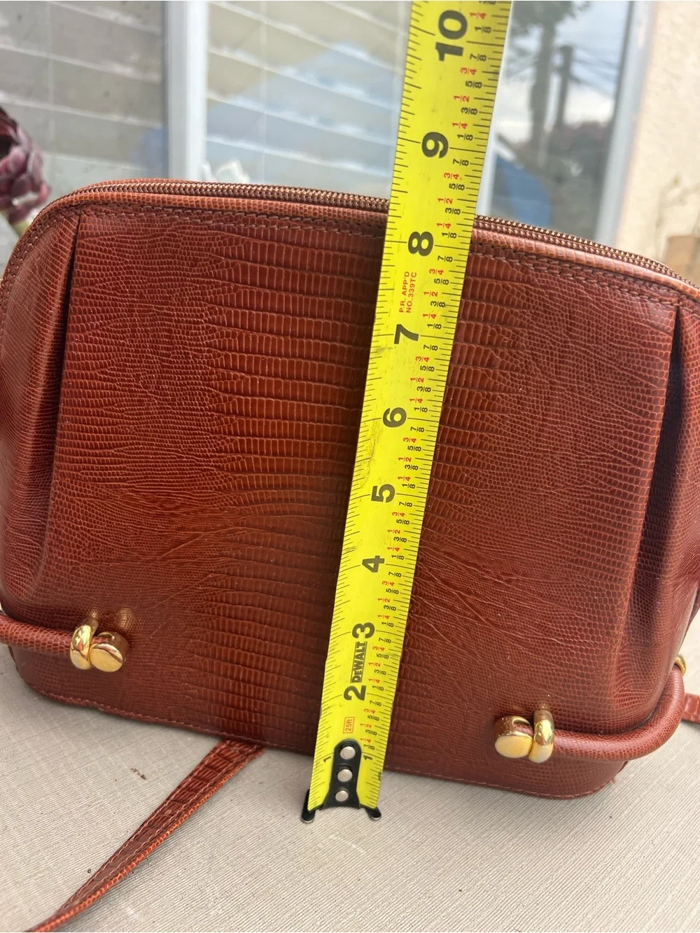 Bally Rust Brown Faux-Lizard Crossbody Bag